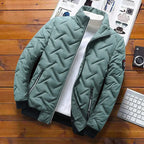 Men's Diamond Quilted Puffer Jacket – Stand Collar Winter Coat
