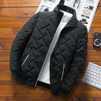 Men's Diamond Quilted Puffer Jacket – Stand Collar Winter Coat