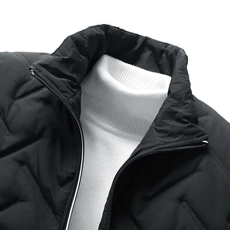 Men's Diamond Quilted Puffer Jacket – Stand Collar Winter Coat