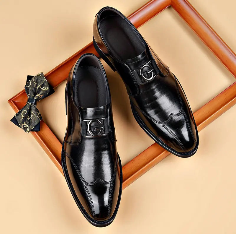 Embroidered Pointed-Toe Oxfords