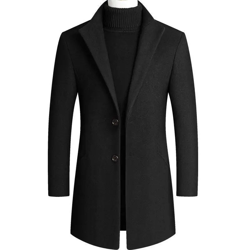 Men’s Classic Stand-Collar Wool-Blend Coat