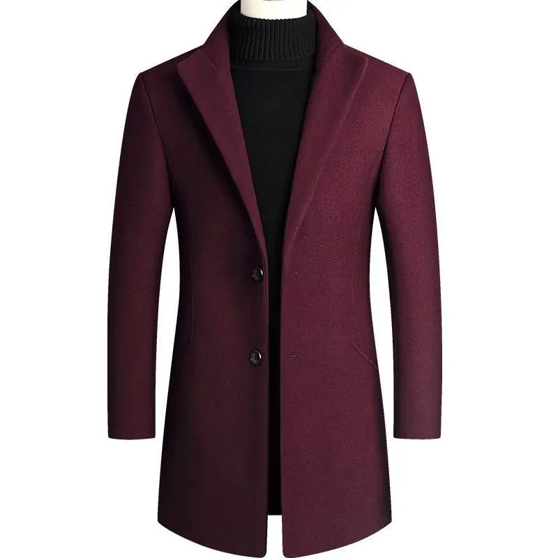 Men’s Classic Stand-Collar Wool-Blend Coat