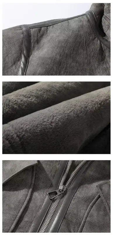 Leather And Integrated Lamb Fur Jacket