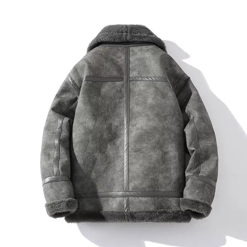 Leather And Integrated Lamb Fur Jacket