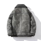 Leather And Integrated Lamb Fur Jacket