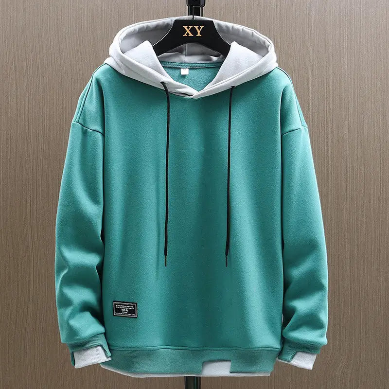 Contrast Detail Casual Pullover Hoodie