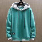 Contrast Detail Casual Pullover Hoodie