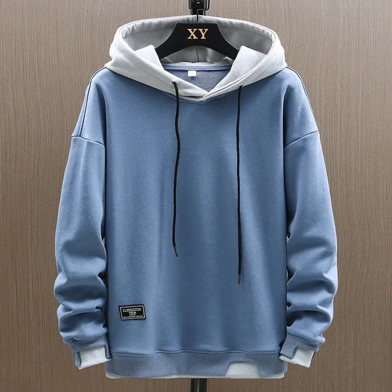 Contrast Detail Casual Pullover Hoodie