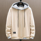 Contrast Detail Casual Pullover Hoodie