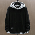 Contrast Detail Casual Pullover Hoodie