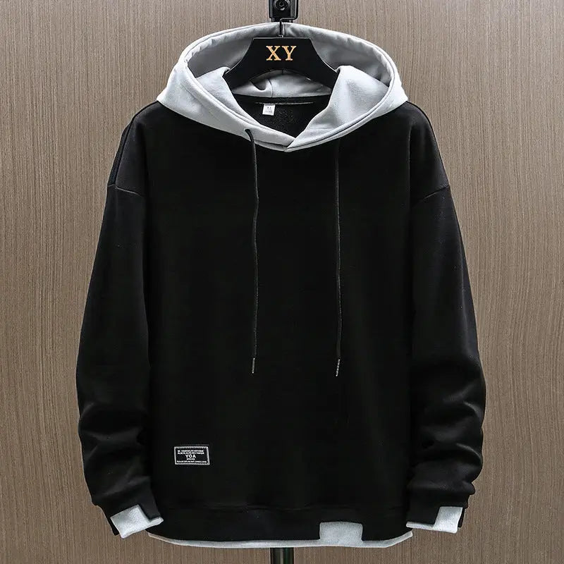 Contrast Detail Casual Pullover Hoodie