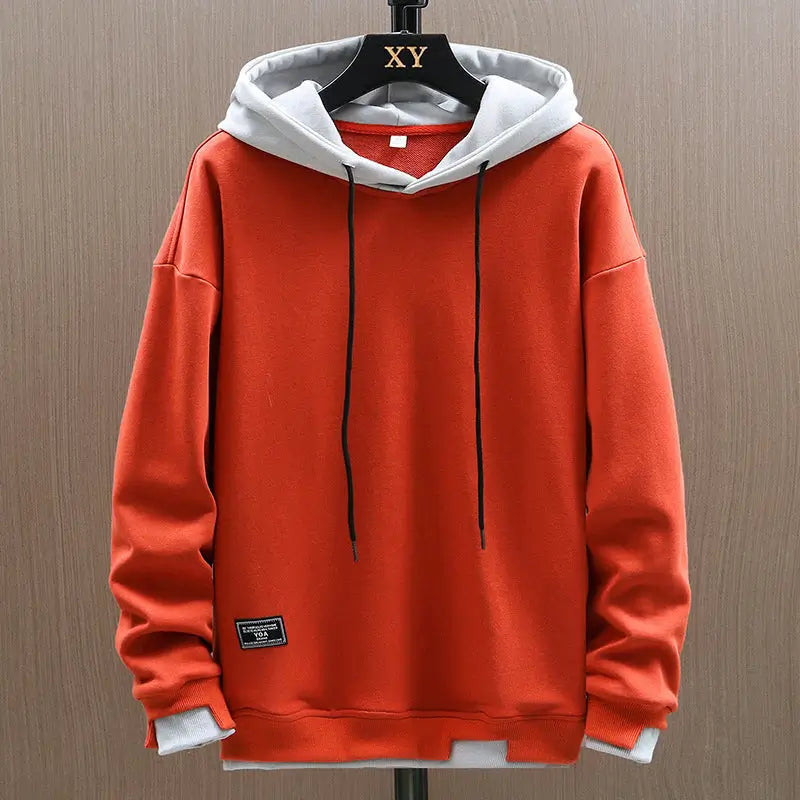 Contrast Detail Casual Pullover Hoodie