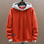 Contrast Detail Casual Pullover Hoodie