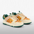 Floral Canvas Retro Sneakers – Cream & Green - Oil Painting