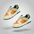 Floral Canvas Retro Sneakers – Cream & Green - Oil Painting
