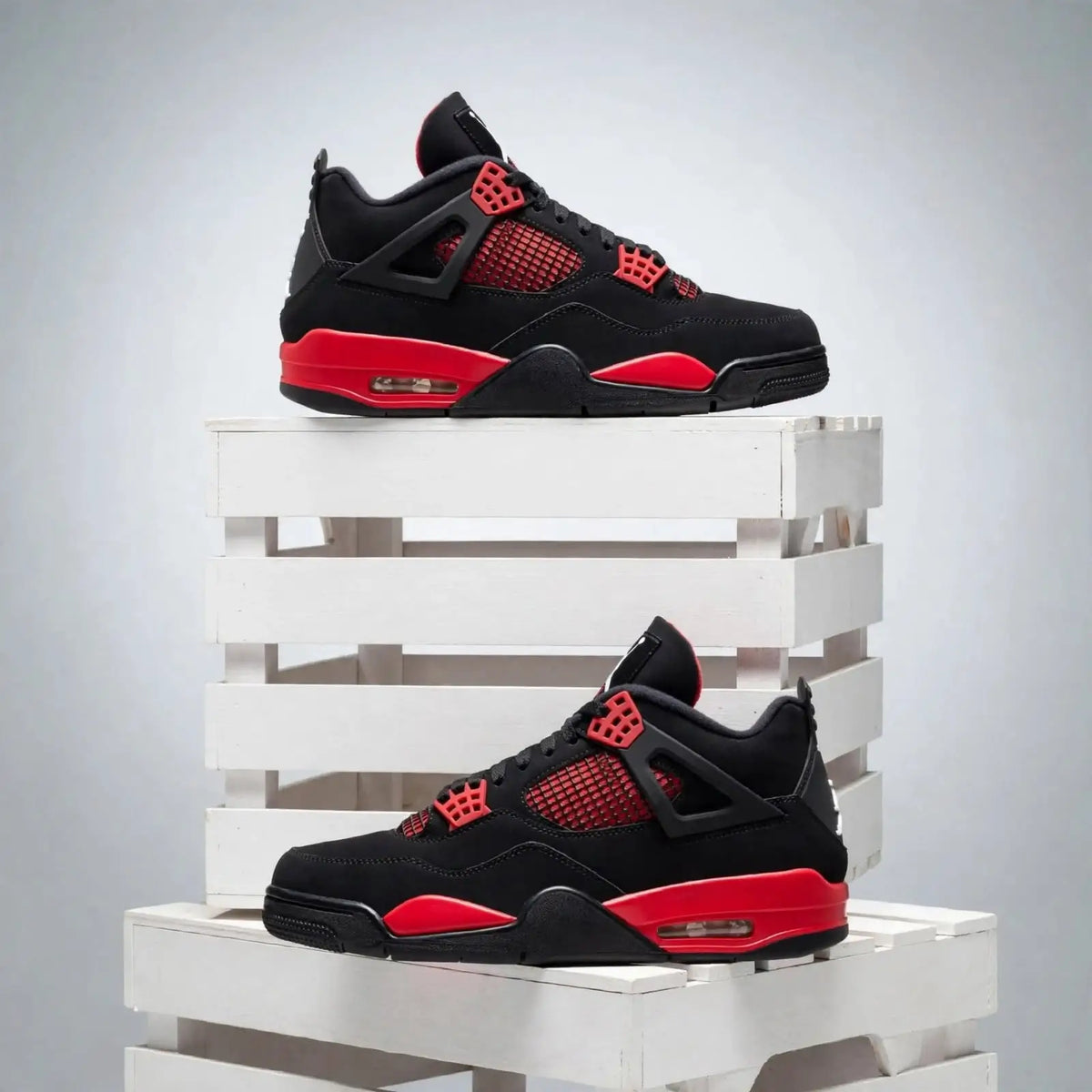 Joe 4 Retro Court Sneakers – Black & Red - Unisex