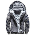 Men's Fleece-Lined Hooded Jacket – Casual Winter Zip-Up Coat