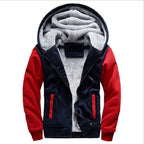 Men's Fleece-Lined Hooded Jacket – Casual Winter Zip-Up Coat