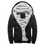 Men's Fleece-Lined Hooded Jacket – Casual Winter Zip-Up Coat