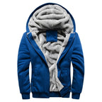 Men's Fleece-Lined Hooded Jacket – Casual Winter Zip-Up Coat