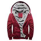 Men's Fleece-Lined Hooded Jacket – Casual Winter Zip-Up Coat