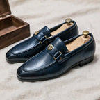 Men's Classic Gold Emblem Loafers -Slip-On