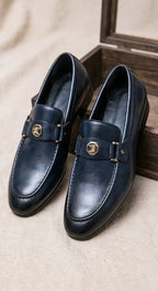 Men's Classic Gold Emblem Loafers -Slip-On