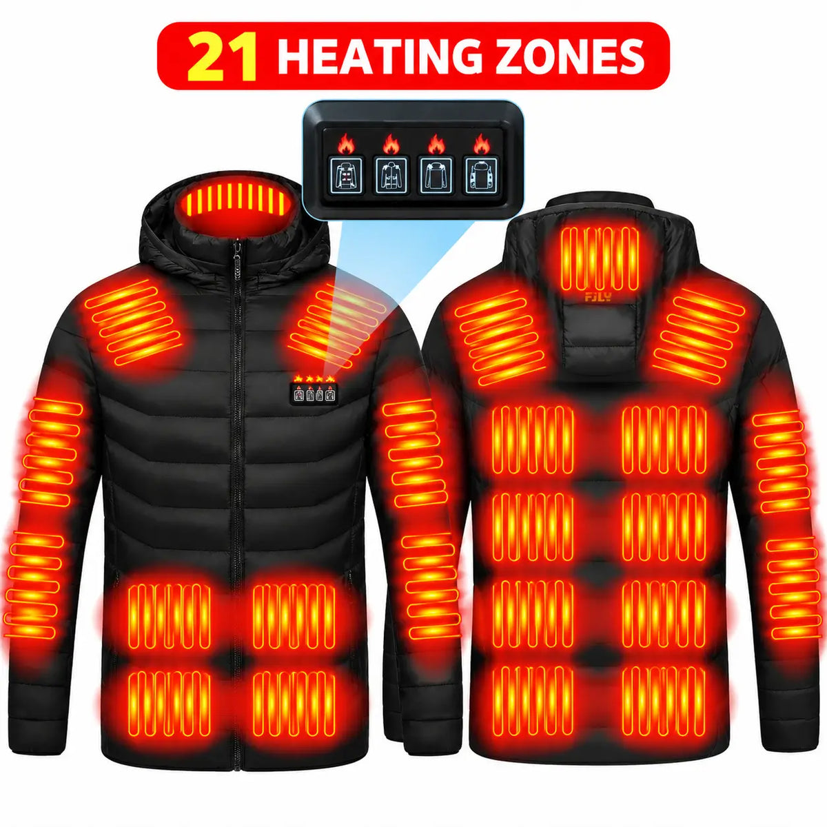 Thermo Core Smart Heated Hooded Jacket – Up to 21 Heating Zones
