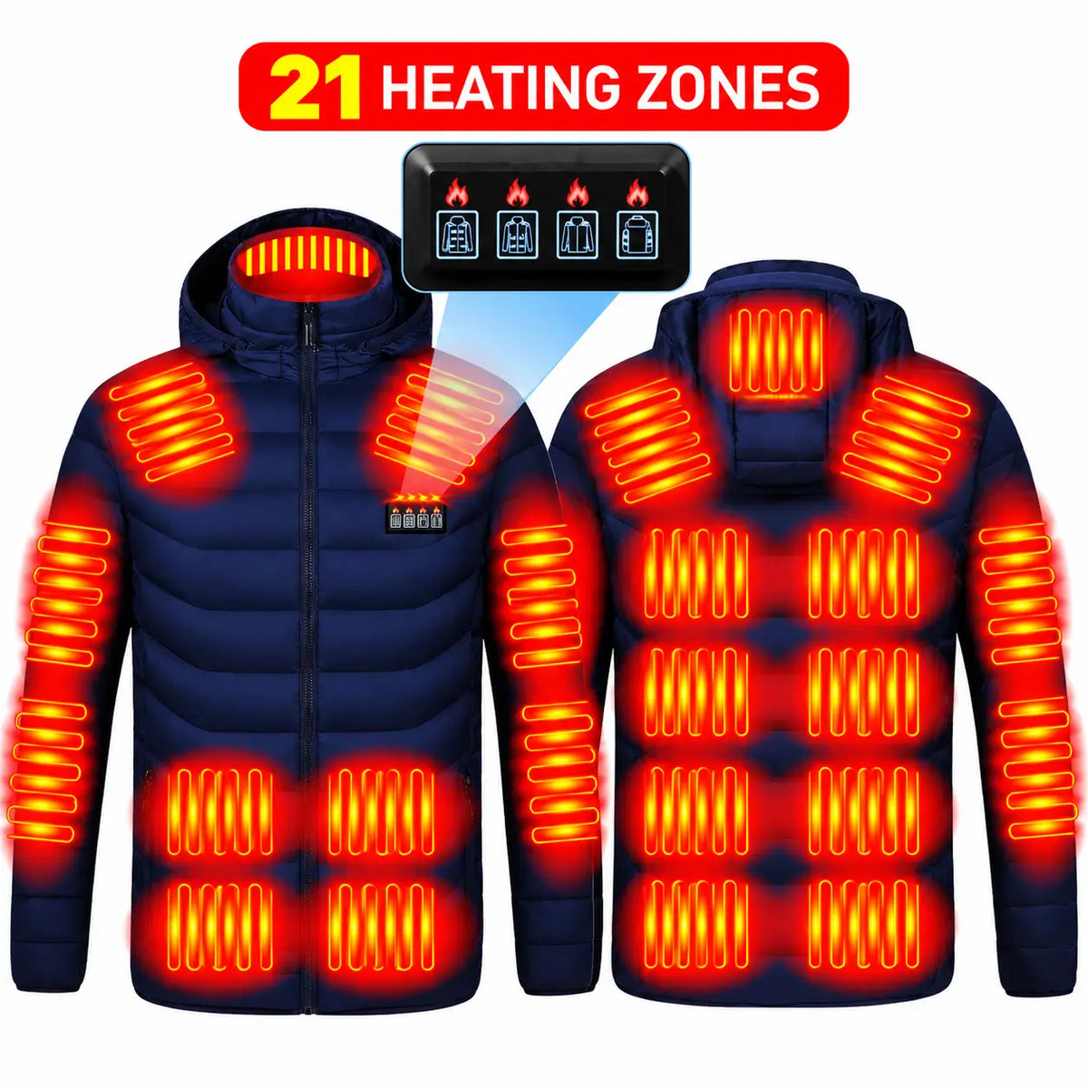 Thermo Core Smart Heated Hooded Jacket – Up to 21 Heating Zones