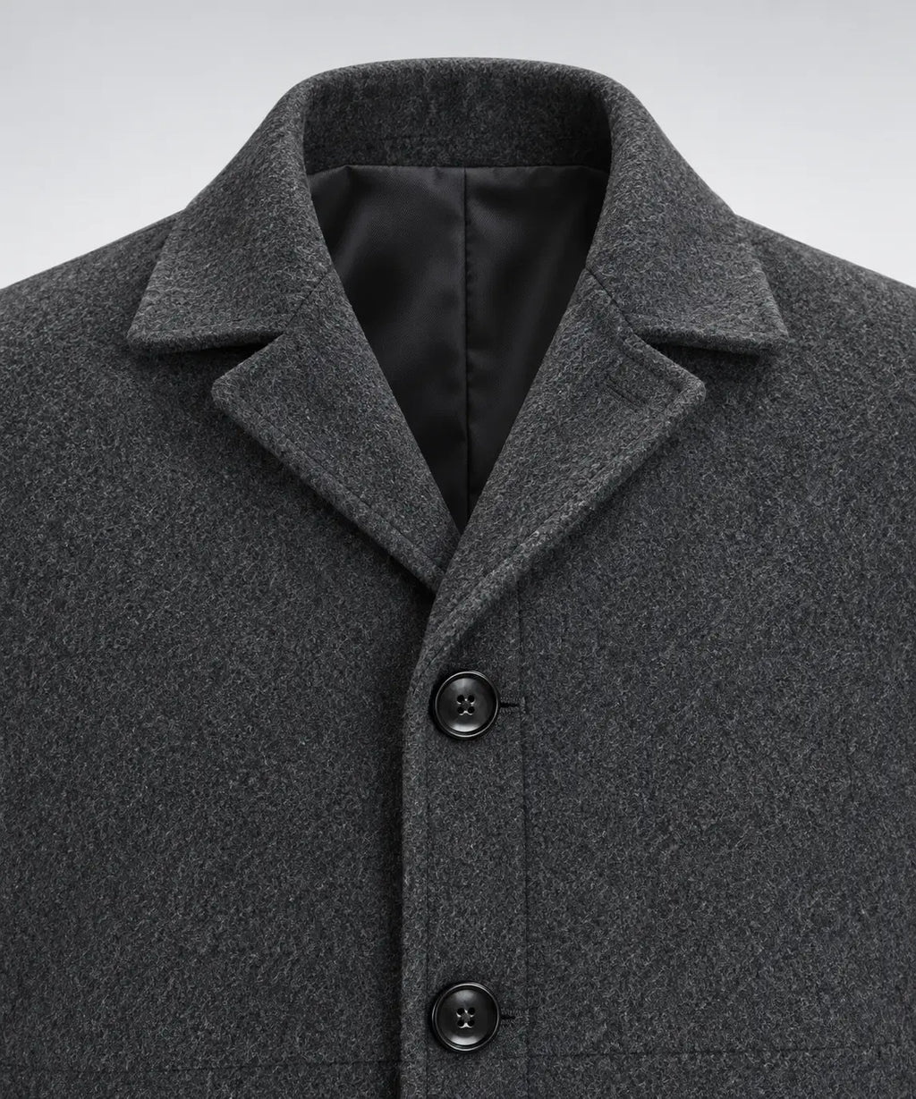 Men’s Classic Long Coat – Single-Breasted Overcoat