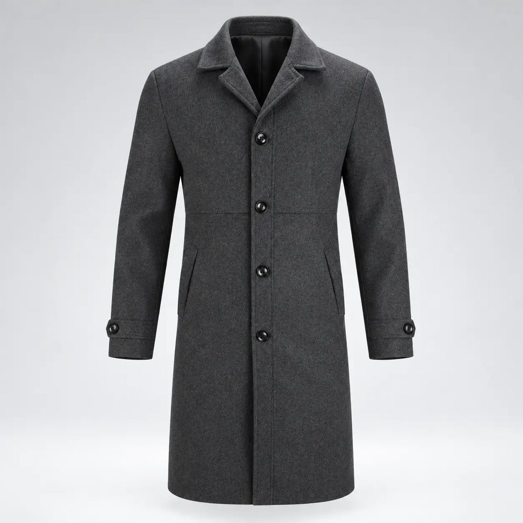 Men’s Classic Long Coat – Single-Breasted Overcoat