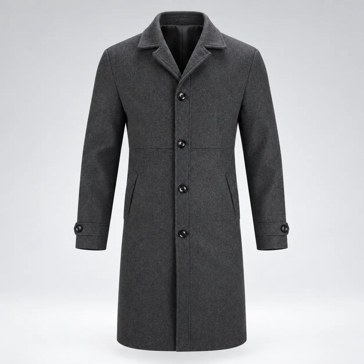 Men’s Classic Long Coat – Single-Breasted Overcoat