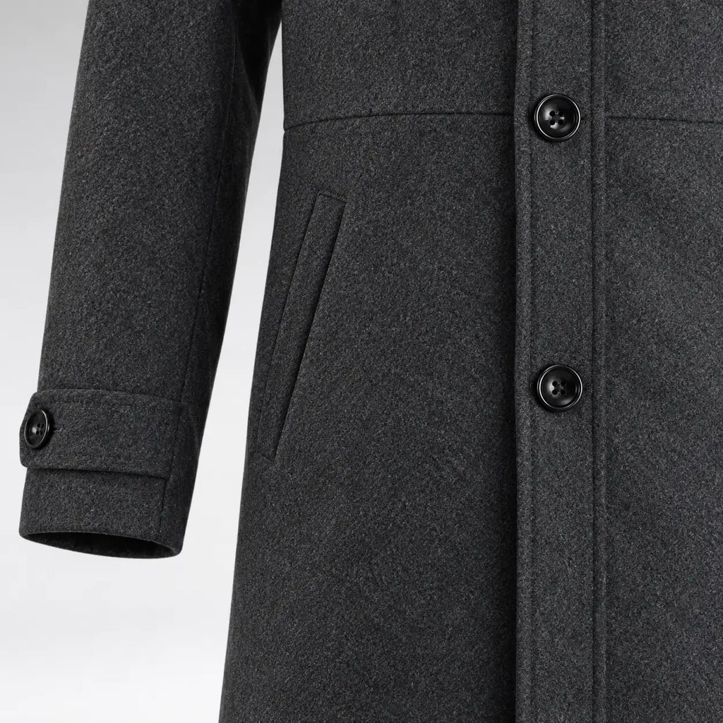 Men’s Classic Long Coat – Single-Breasted Overcoat