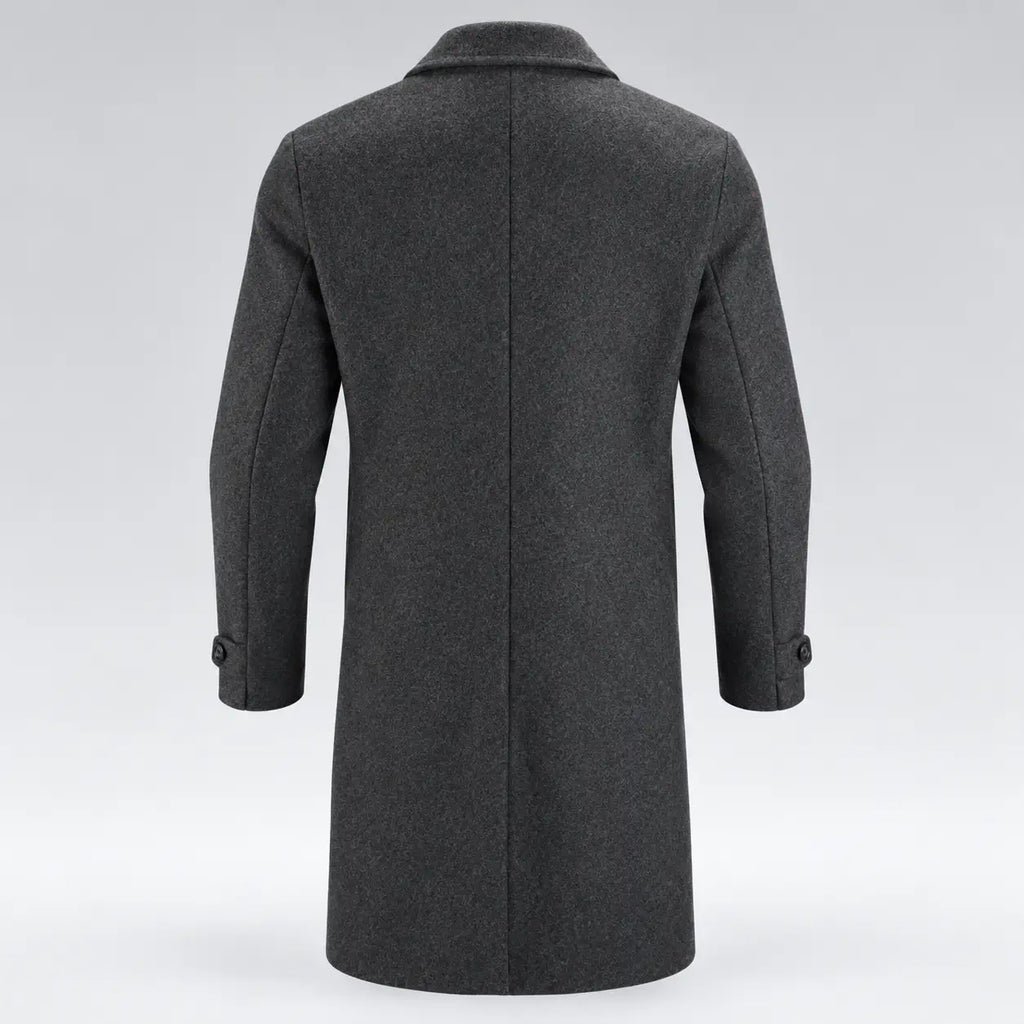 Men’s Classic Long Coat – Single-Breasted Overcoat