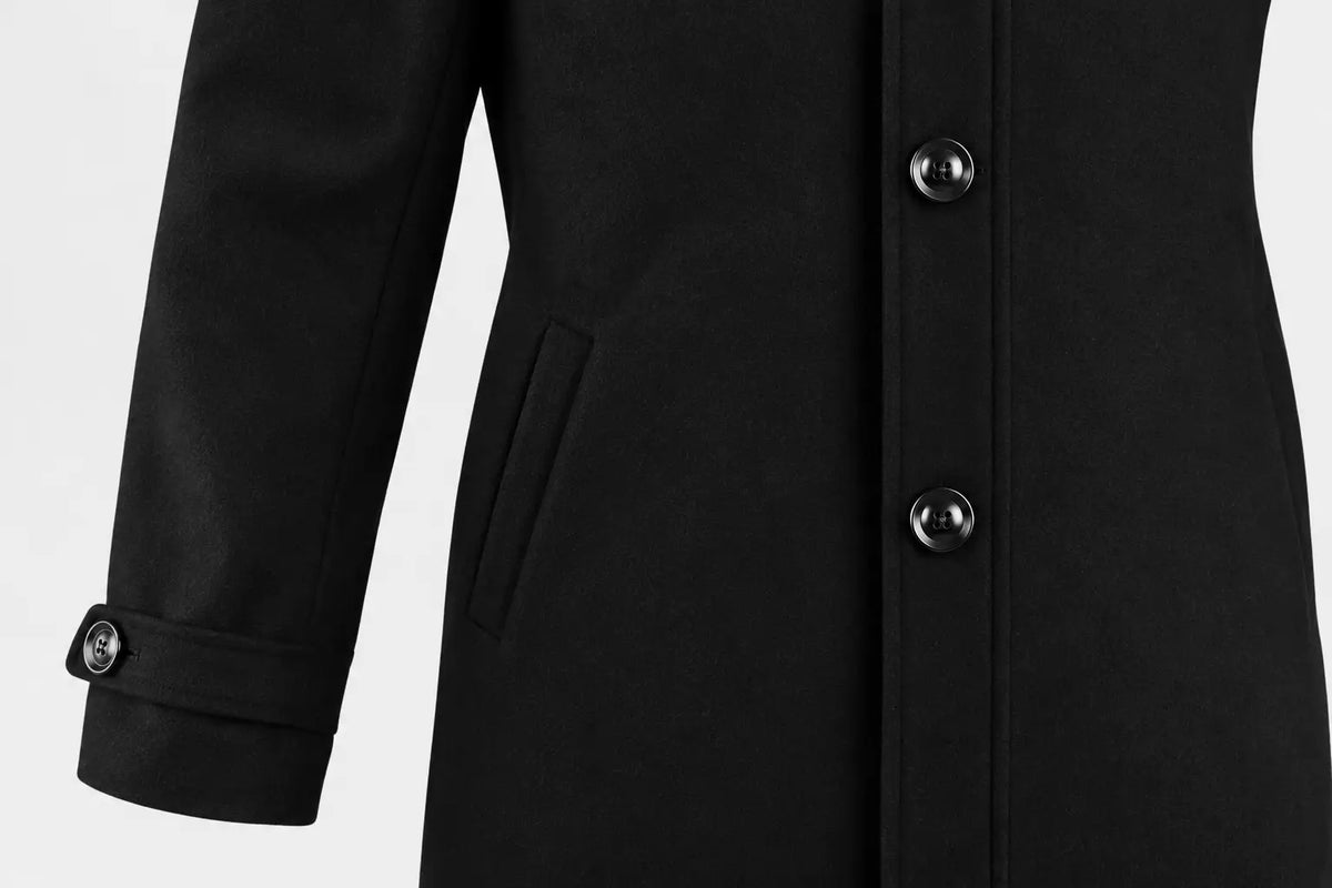 Men’s Classic Long Coat – Single-Breasted Overcoat