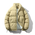 Men's Thick Padded Puffer Jacket – Stand Collar Winter Coat