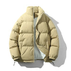 Men's Thick Padded Puffer Jacket – Stand Collar Winter Coat