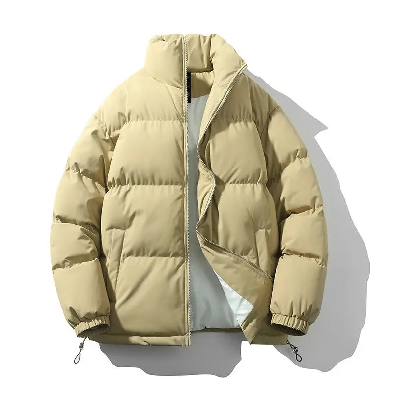 Men's Thick Padded Puffer Jacket – Stand Collar Winter Coat