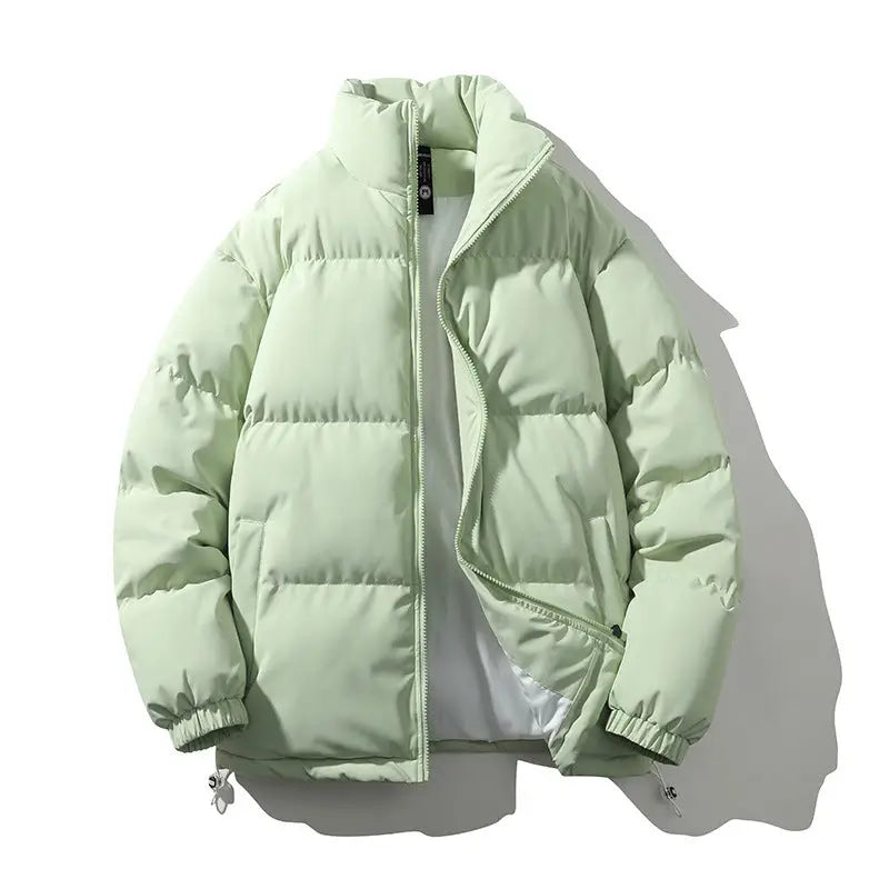 Men's Thick Padded Puffer Jacket – Stand Collar Winter Coat