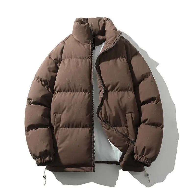 Men's Thick Padded Puffer Jacket – Stand Collar Winter Coat