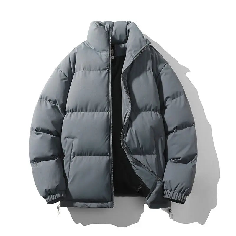 Men's Thick Padded Puffer Jacket – Stand Collar Winter Coat