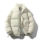 Men's Thick Padded Puffer Jacket – Stand Collar Winter Coat
