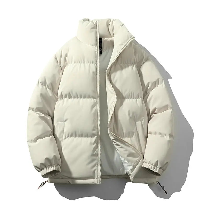 Men's Thick Padded Puffer Jacket – Stand Collar Winter Coat