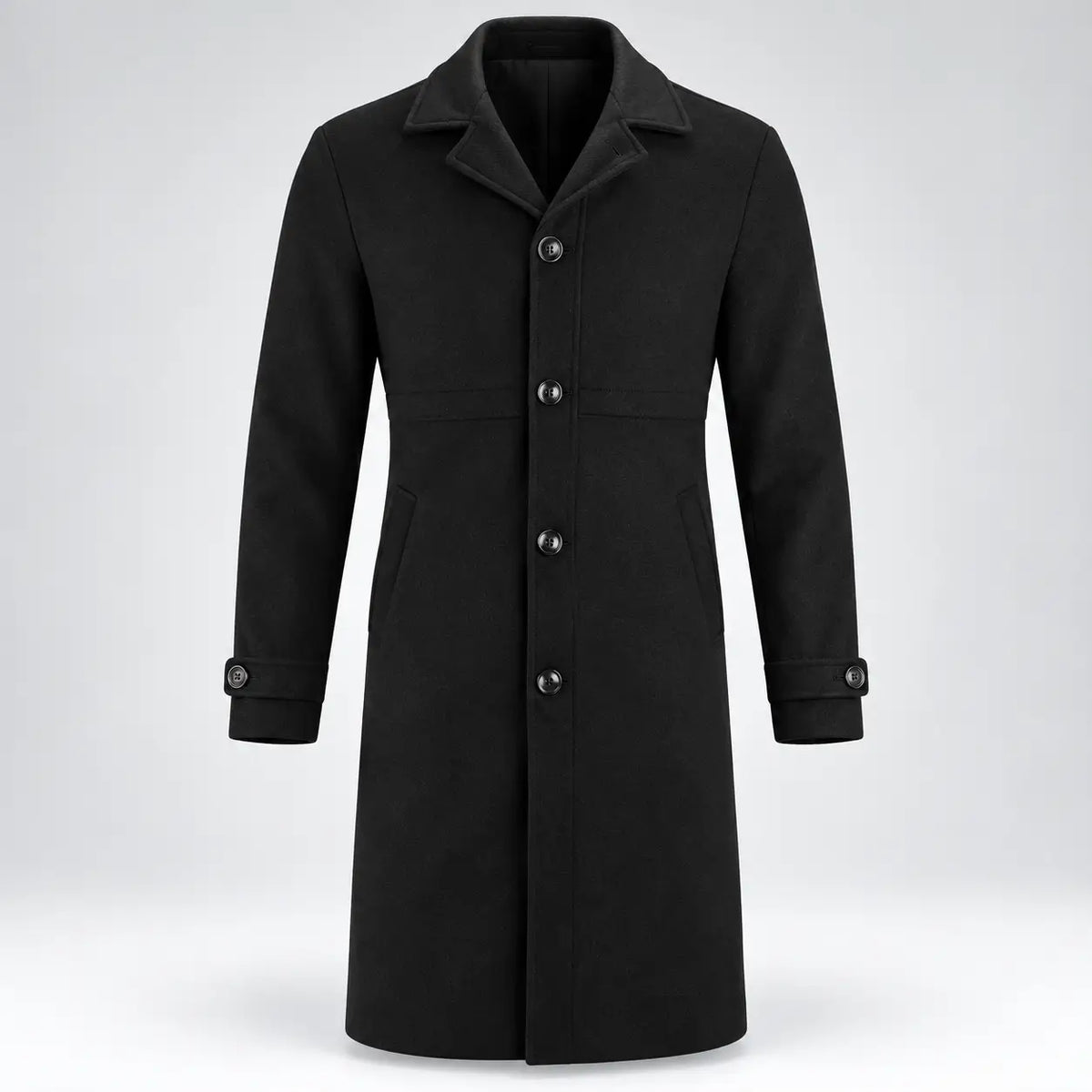 Men’s Classic Long Coat – Single-Breasted Overcoat