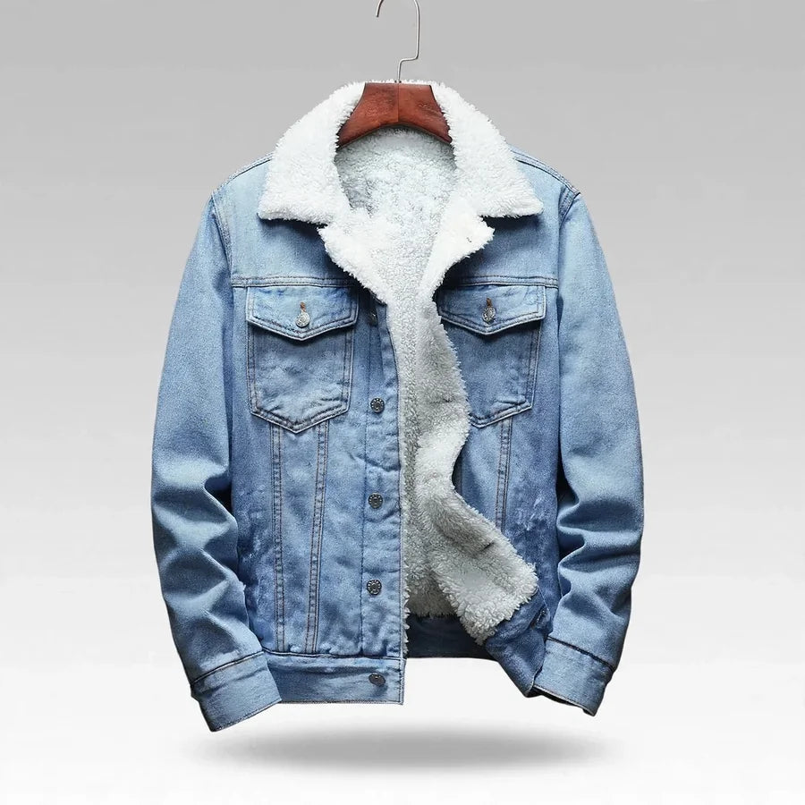 Men's Fleece-Lined Denim Jacket – Classic Warm Winter Outerwear