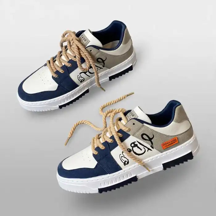 Men's Fashion Graffiti Sneakers | Casual Chunky Streetwear Sneakers for Men