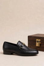 Men's Classic Gold Emblem Loafers -Slip-On