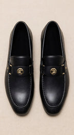 Men's Classic Gold Emblem Loafers -Slip-On