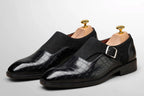 Royal Crest Croc-Embossed Monk Strap Leather  Shoes
