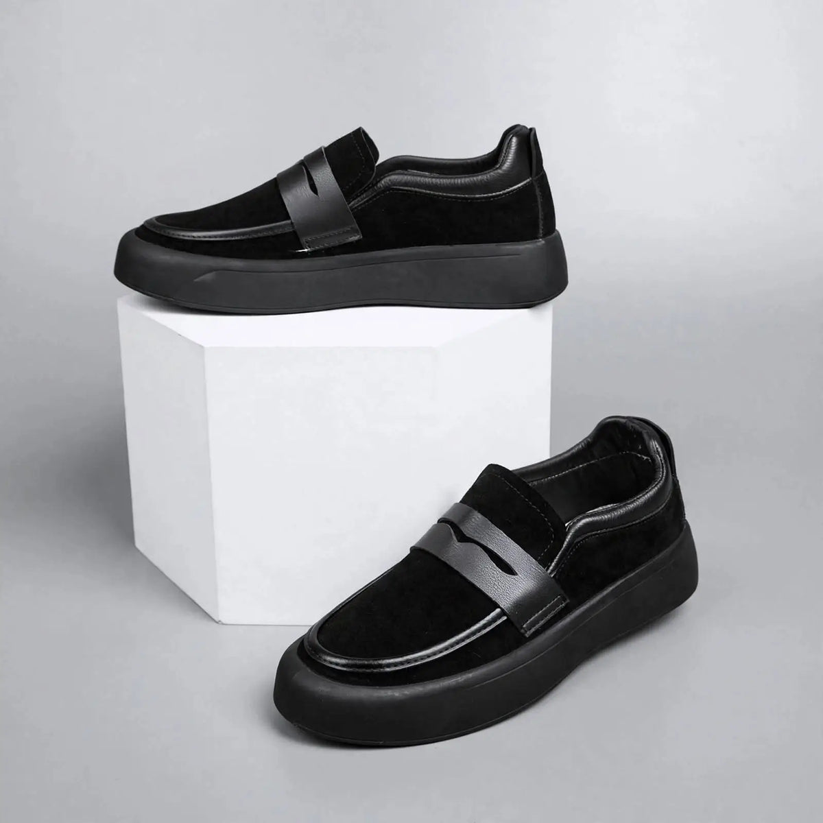 Men's Classic Suede-Style Slip-On Loafers – Smart Casual Shoes